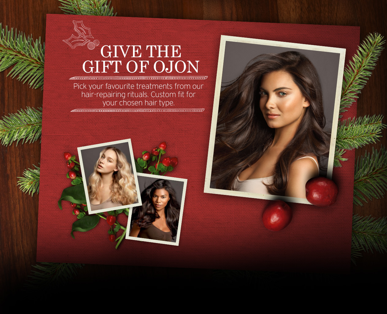 Pick your favourite treatments from our hair-repairing rituals. Custom fit for your chosen hair type.